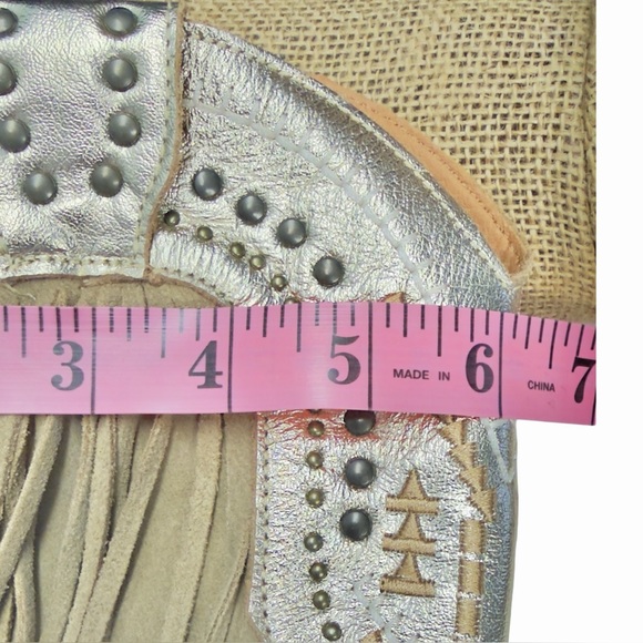 Dingo Gypsy Studded Fringe Metallic Western Boots Size 7 - Picture 10 of 10